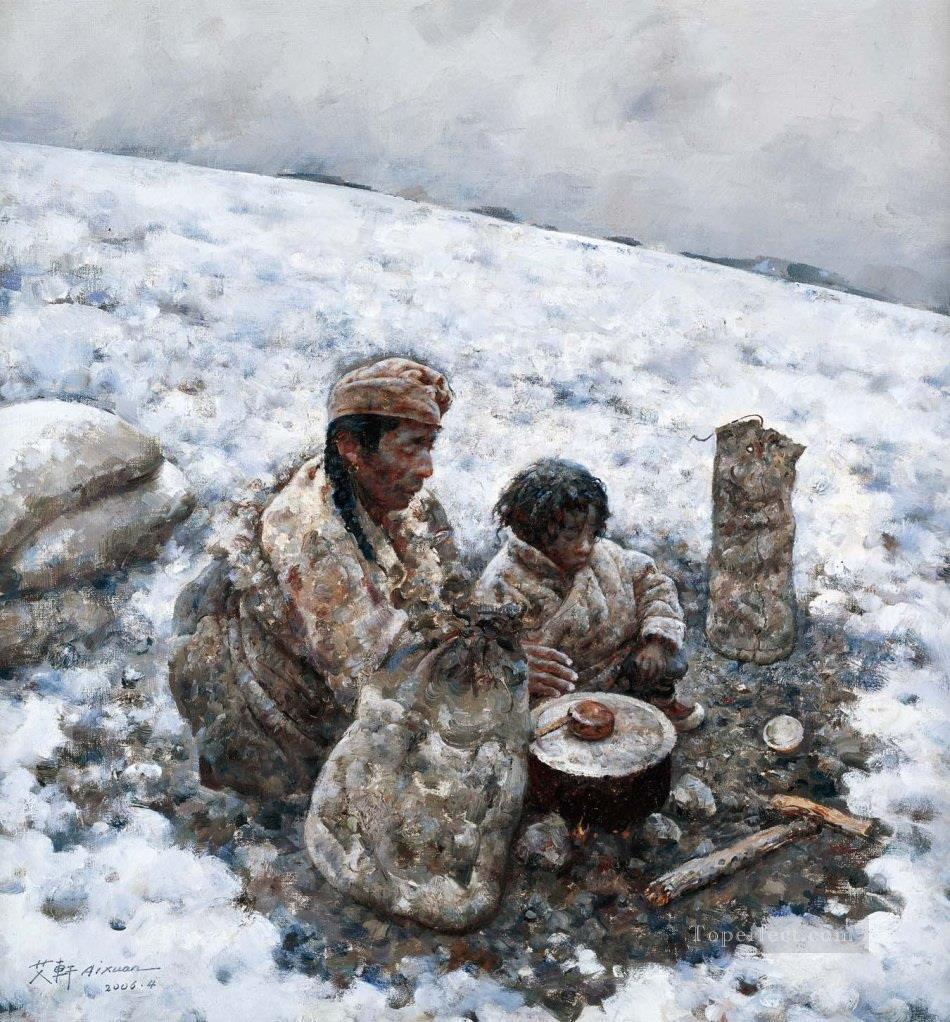 Cooking in Tundra AX Tibet Oil Paintings